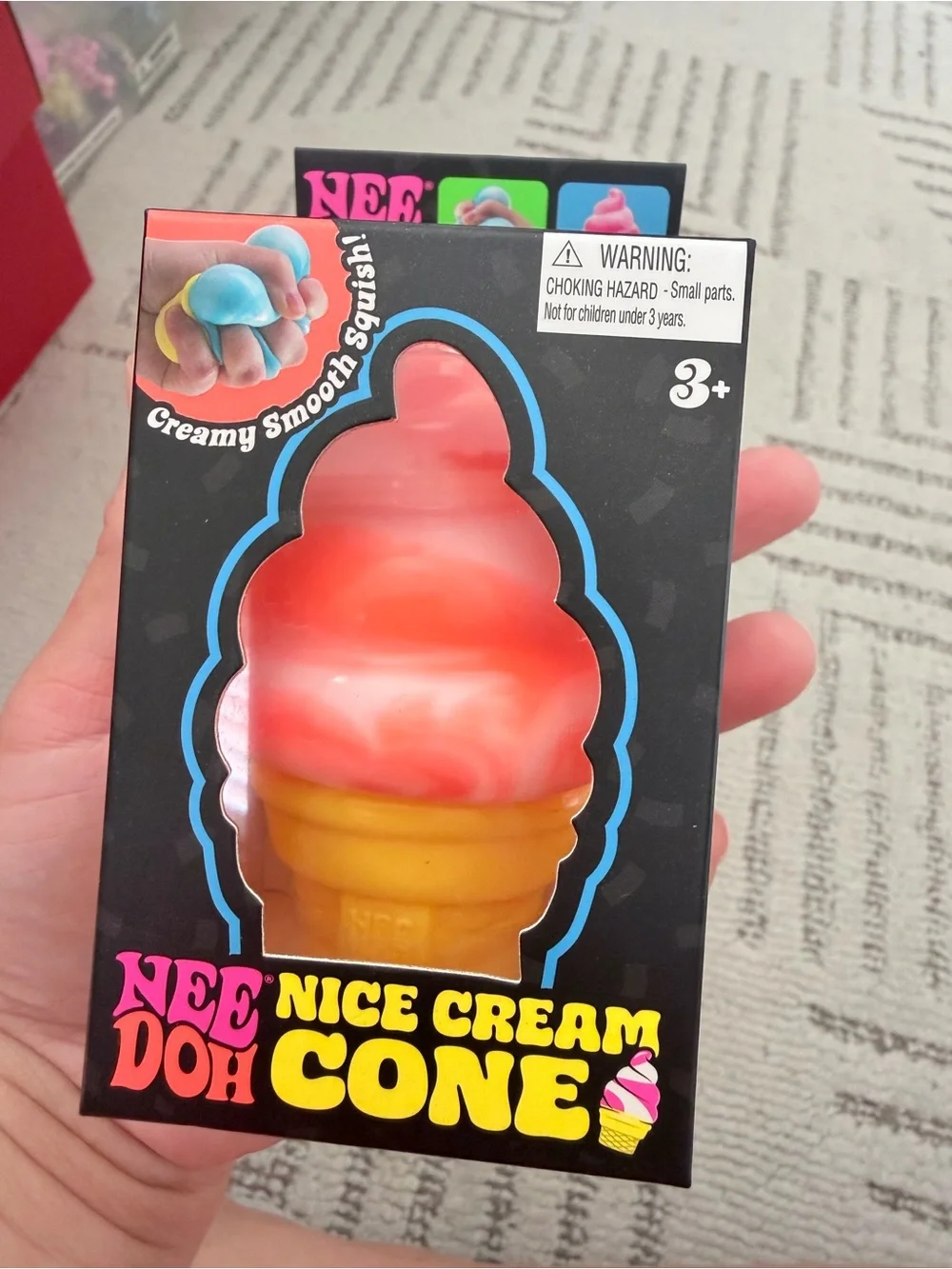 Needoh Nice Cream Cone Squishy Toy - Pink & Yellow